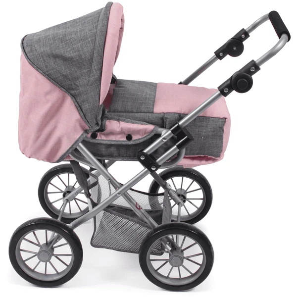 BAYER CHIC 2000 Combi Poppenwagen LENI Melange Grijs-roze 2 BAYER CHIC 2000 Combi Poppenwagen LENI Melange Grijs-roze - Afbeelding 2