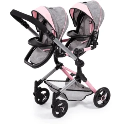 Bayer Design Twin Neo Poppenwagen Grijs/roze, Met Vlinder -Kinderwereld Verkoop bayer design twin neo poppenwagen grijs roze met vlinder a313430 2