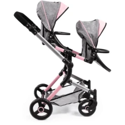 Bayer Design Twin Neo Poppenwagen Grijs/roze, Met Vlinder -Kinderwereld Verkoop bayer design twin neo poppenwagen grijs roze met vlinder a313430 3