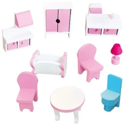 Bino Poppenhuis LED-verlicht, 9-delig -Kinderwereld Verkoop bino poppenhuis led verlicht 9 delig a350234 2