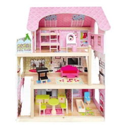 Bino Poppenhuis Met Balkon, 15-delig