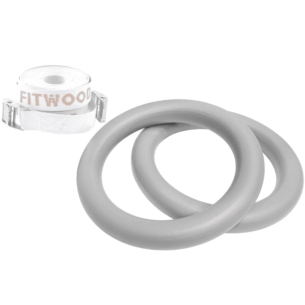 Fitwood ULPU MINI Turnringen, Grijs - Witte Banden 1 Fitwood ULPU MINI Turnringen, Grijs - Witte Banden